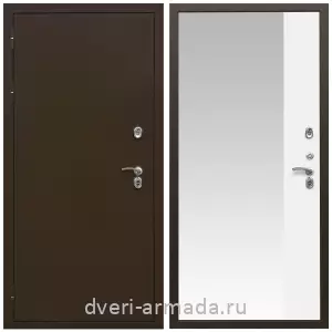 Входные двери с зеркалом и теплоизоляцией, Дверь входная уличная в дом Армада Термо Молоток коричневый/ МДФ 16 мм ФЛЗ Панорама-1 Белый матовый