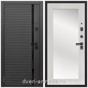 Белые двери с зеркалом, Дверь входная Армада Каскад BLACK МДФ 10 мм / МДФ 16 мм ФЛЗ-Пастораль, Дуб белёный