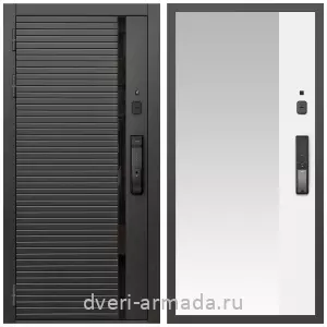 Правые входные двери, Умная входная смарт-дверь Армада Каскад BLACK МДФ 10 мм Kaadas K9 / МДФ 16 мм ФЛЗ-Панорама-1, Белый матовый