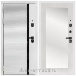 Белые двери с зеркалом, Дверь входная Армада Каскад WHITE МДФ 10 мм / МДФ 16 мм ФЛЗ-Пастораль, Дуб белёный