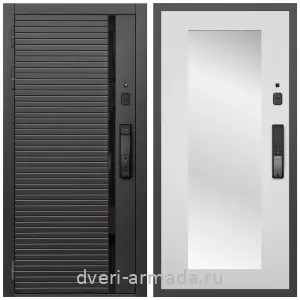 Белые двери с зеркалом, Умная входная смарт-дверь Армада Каскад BLACK МДФ 10 мм Kaadas K9 / МДФ 16 мм ФЛЗ-Пастораль, Ясень белый