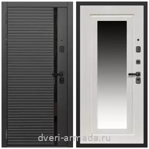 Белые двери с зеркалом, Дверь входная Армада Каскад BLACK МДФ 10 мм / МДФ 16 мм ФЛЗ-120 Дуб белёный