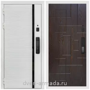 Входные металлические двери в Московской области, Умная входная смарт-дверь Армада Каскад WHITE МДФ 10 мм Kaadas K9 / МДФ 16 мм ФЛ-57 Дуб шоколад