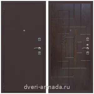 Входные двери с двумя петлями, Дверь входная Армада Комфорт Антик медь / МДФ 16 мм ФЛ-57 Дуб шоколад