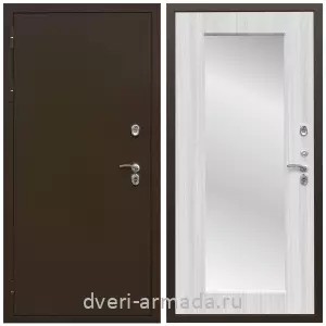 Белые двери с зеркалом, Дверь входная уличная в дом Армада Термо Молоток коричневый/ МДФ 16 мм ФЛЗ-пастораль, Сандал белый