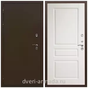 Толстые входные двери, Дверь входная уличная в дом Армада Термо Молоток коричневый/ МДФ 16 мм ФЛ-243 Белый матовый