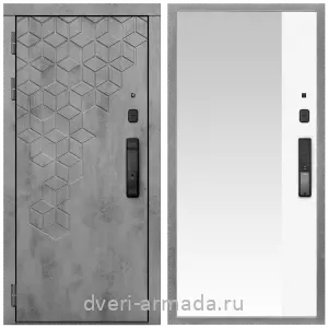 Белые двери с зеркалом, Дверь входная Армада Квадро МДФ 16 мм Kaadas K9 / МДФ 16 мм ФЛЗ Панорама-1 Белый матовый