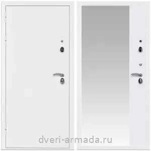 Белые двери с зеркалом, Дверь входная Армада Оптима Белая шагрень / МДФ 16 мм ФЛЗ Панорама-1 Белый матовый