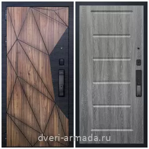 Входные металлические двери в Московской области, Умная входная смарт-дверь Армада Ламбо МДФ 10 мм Kaadas K9 / МДФ 16 мм ФЛ-39 Дуб Филадельфия графит