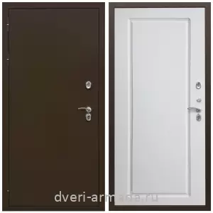 Коричневые входные двери, Металлическая коричневая дверь входная уличная в дом Армада Термо Молоток коричневый/ МДФ 16 мм ФЛ-119 Белый матовый
