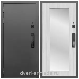 Белые двери с зеркалом, Умная входная смарт-дверь Армада Гарант Kaadas K9/ МДФ 16 мм ФЛЗ-Пастораль, Сандал белый