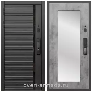 Белые двери с зеркалом, Умная входная смарт-дверь Армада Каскад BLACK МДФ 10 мм Kaadas K9 / МДФ 16 мм ФЛЗ-Пастораль, Бетон темный