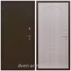 Толстые входные двери, Дверь входная уличная для загородного дома Армада Термо Молоток коричневый/ МДФ 6 мм ФЛ-140 Дуб белёный морозостойкая