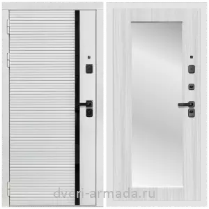 Белые двери с зеркалом, Дверь входная Армада Каскад WHITE МДФ 10 мм / МДФ 16 мм ФЛЗ-Пастораль, Сандал белый