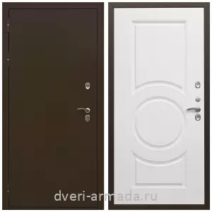 Коричневые входные двери, Металлическая коричневая дверь входная уличная в дом Армада Термо Молоток коричневый/ МДФ 16 мм МС-100 Белый матовый