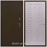 Дверь недорогая входная в дом с утеплением Армада Термо Молоток коричневый/ ФЛ-183 Дуб белёный в коридор