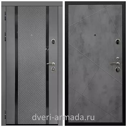 Дверь входная Армада Престиж Черная шагрень МДФ 16 мм Графит абсолют софт / ФЛ-291 Бетон темный