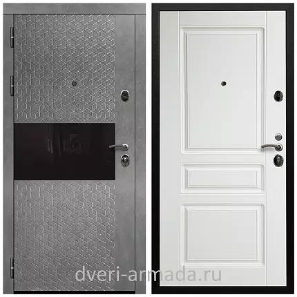 Дверь входная Армада Престиж Черная шагрень МДФ 16 мм Штукатурка графит / ФЛ-243 Белый матовый