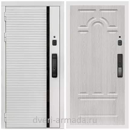 Умная входная смарт-дверь Армада Каскад WHITE МДФ 10 мм Kaadas K9 / МДФ 6 мм ФЛ-58 Дуб белёный